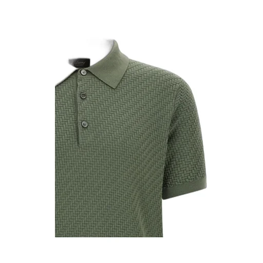 Brioni Woven Pattern Knitted Polo Shirt