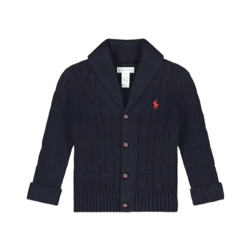 Polo Ralph Lauren Kids Logo Embroidered Cable Knit Cardigan