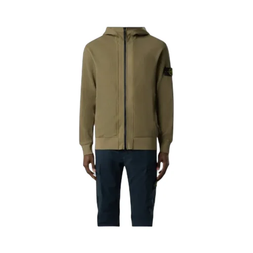 Stone Island Logo Patch Zip-Up Hoodie