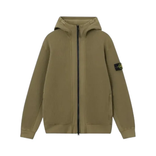 Stone Island Logo Patch Zip-Up Hoodie