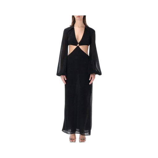 OsÉRee Cut-Out V-Neck Long-Sleeved Dress