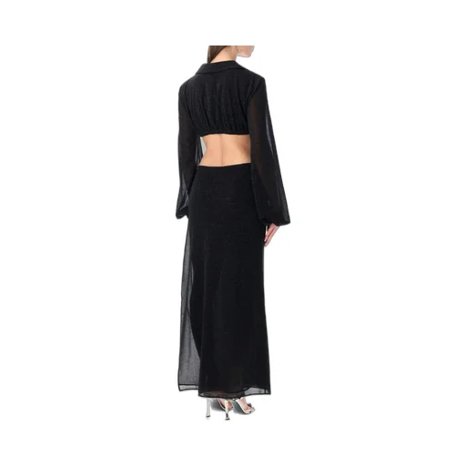 OsÉRee Cut-Out V-Neck Long-Sleeved Dress