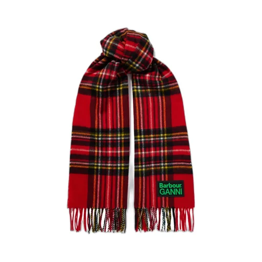 Ganni Plaid Wool Scarf