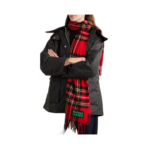 Ganni Plaid Wool Scarf