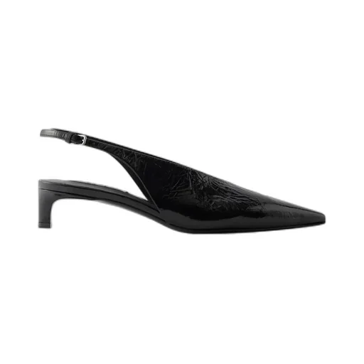Pleated Patent Leather High-Heeled Sandals