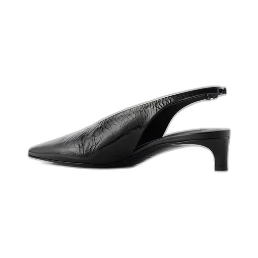 Pleated Patent Leather High-Heeled Sandals