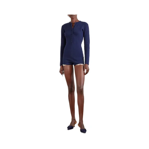 Lace-Trimmed Cotton-Blend Terry Cloth Bodysuit