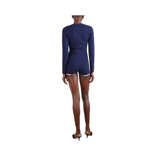 Lace-Trimmed Cotton-Blend Terry Cloth Bodysuit