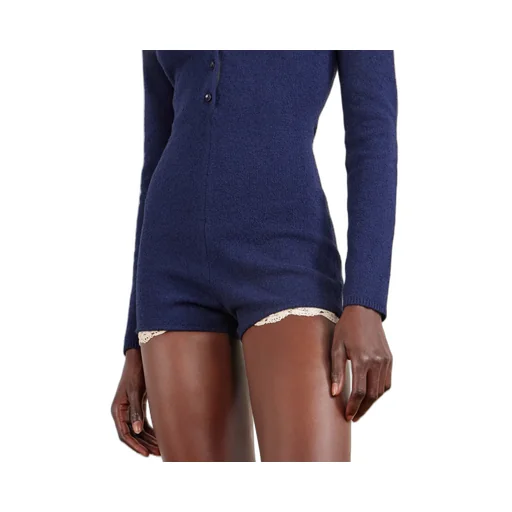 Lace-Trimmed Cotton-Blend Terry Cloth Bodysuit