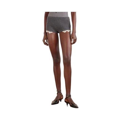 Crocheted Knit Cashmere Shorts