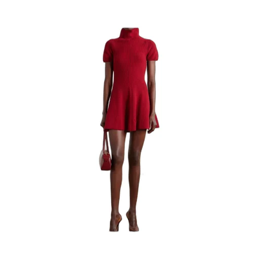 Ribbed Cashmere Turtleneck Mini Dress