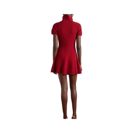 Ribbed Cashmere Turtleneck Mini Dress