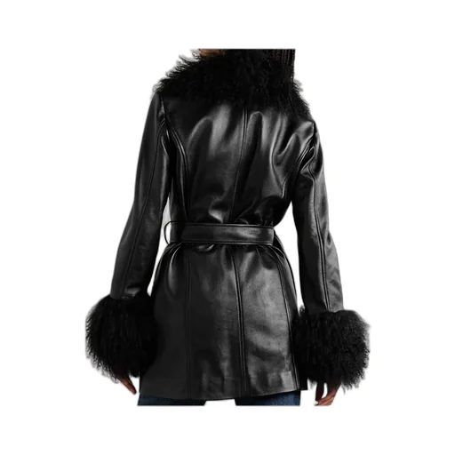 Sefa Lace-Up Wool-Trimmed Leather Jacket