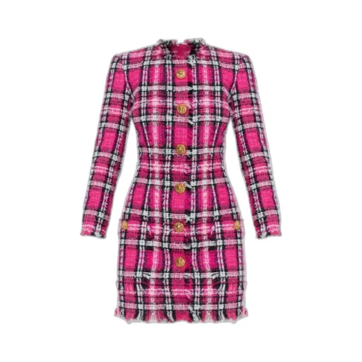 Balmain Checked Tweed Mini Dress