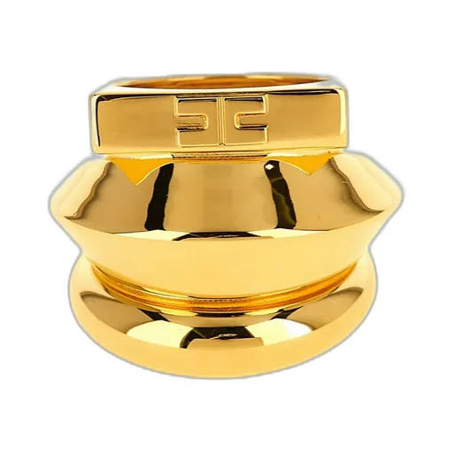 Elisabetta Franchi Three Band Logo Engraved Ring