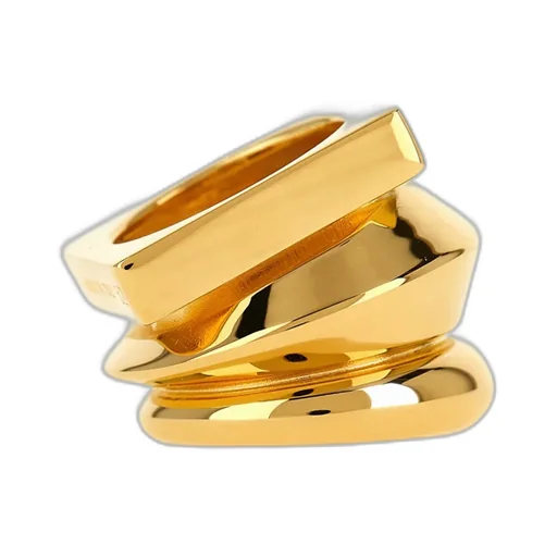 Elisabetta Franchi Three Band Logo Engraved Ring
