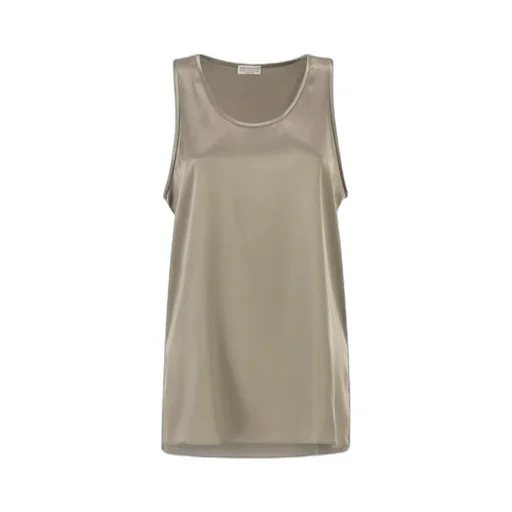 Brunello Cucinelli Side Slit Satin Blouse