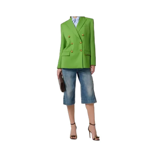 Double-Breasted Embellished-Pocket Blazer