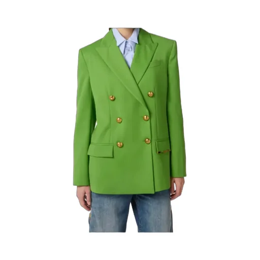 Double-Breasted Embellished-Pocket Blazer