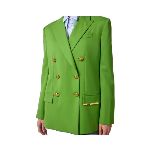 Double-Breasted Embellished-Pocket Blazer