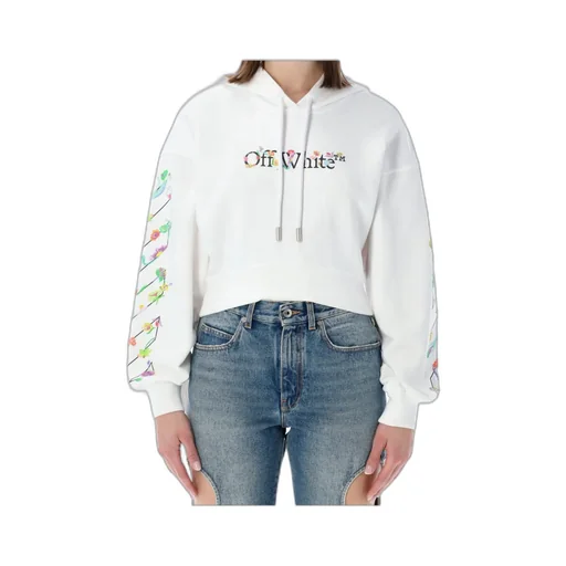 Off-White Flower Cropped Hoodie