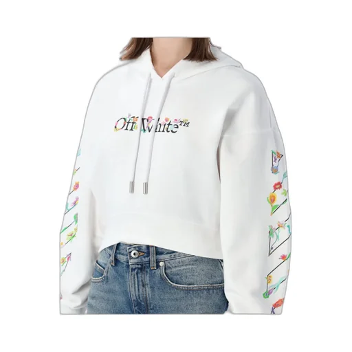 Off-White Flower Cropped Hoodie