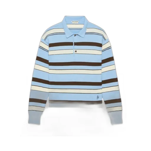 Jw Anderson Knitted Striped Rugby Polo Top