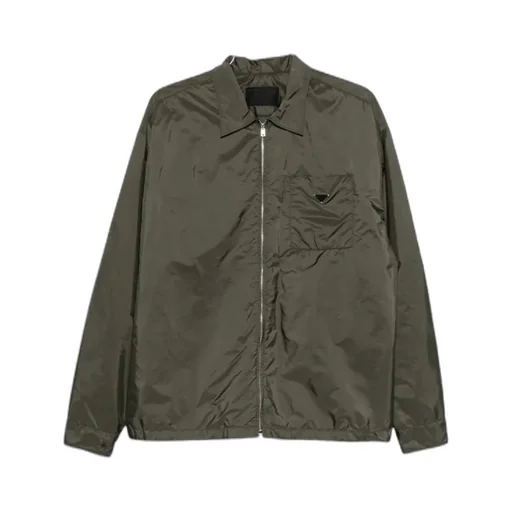 Prada Triangle-Logo Zipped Shirt