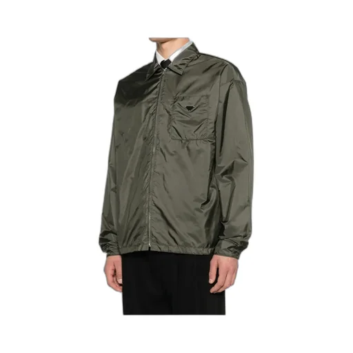 Prada Triangle-Logo Zipped Shirt