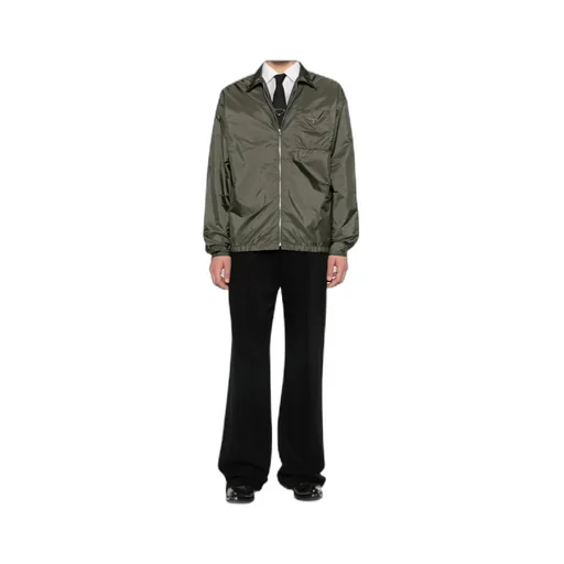 Prada Triangle-Logo Zipped Shirt