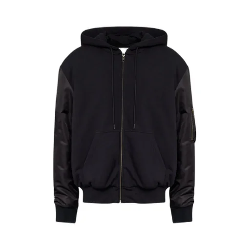 Mm6 Maison Margiela Zip-Up Gathered-Sleeve Hoodie