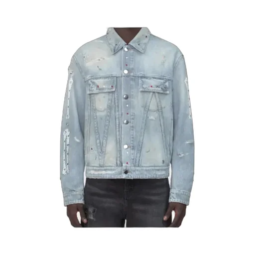 Amiri Studded Distressed Denim Jacket