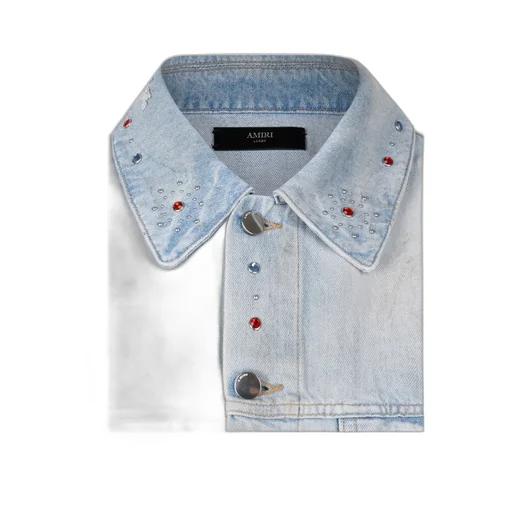 Amiri Studded Distressed Denim Jacket