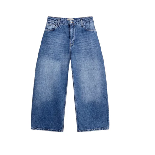 Studio Nicholson Logo Patch Cropped Wide-Leg Jeans