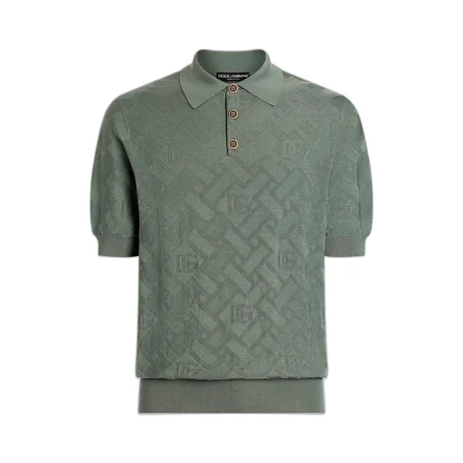 Dolce & Gabbana Micro-Dot Stitch Short-Sleeved Polo Shirt