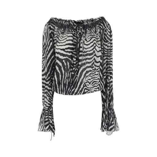 Blumarine Zebra Printed Boat Neckline Blouse