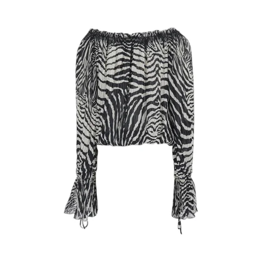 Blumarine Zebra Printed Boat Neckline Blouse