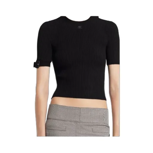 CourrÈGes Buckle Knitted T-Shirt