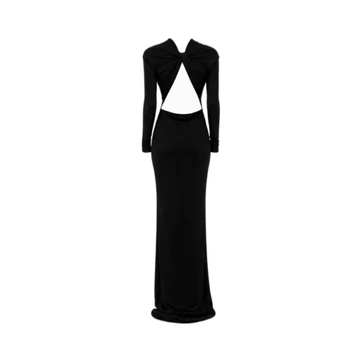 Tom Ford Long-Sleeved Open-Back Train Gown