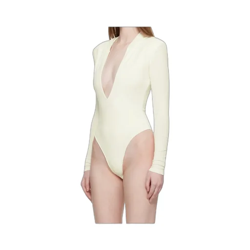 Mugler Hooded V-Neck Bodysuit