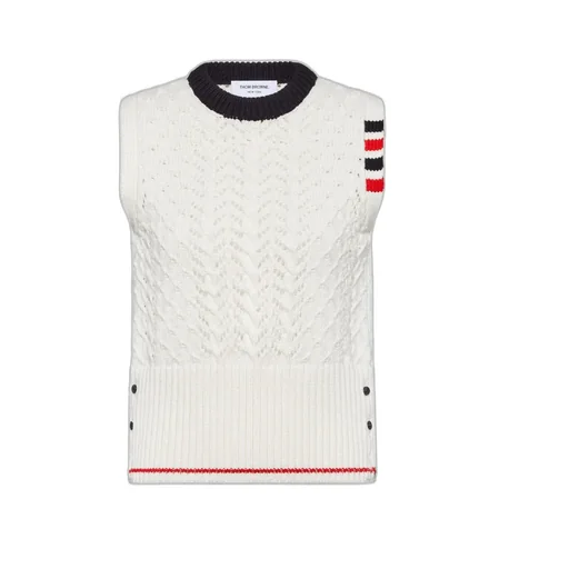Cable Pointelle-Stitch Merino-Wool 4-Bar Vest