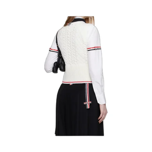 Cable Pointelle-Stitch Merino-Wool 4-Bar Vest