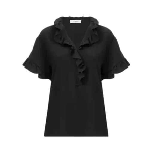 Short-Sleeve Ruffle Top In CrÊPe De Chine