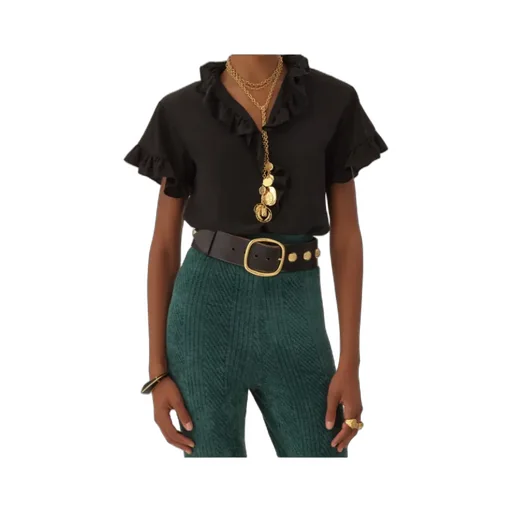 Short-Sleeve Ruffle Top In CrÊPe De Chine