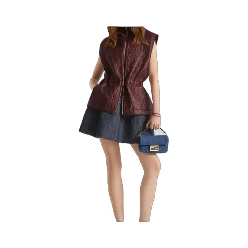 Baguette® Mini Blue Flocked Ff Denim Bag