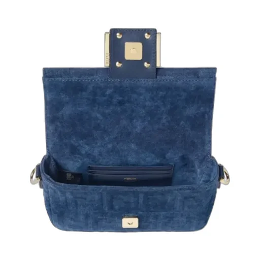 Baguette® Mini Blue Flocked Ff Denim Bag