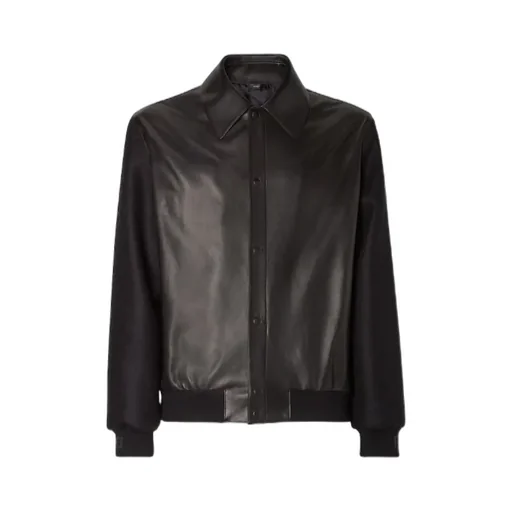 Black Wool And Leather Blouson