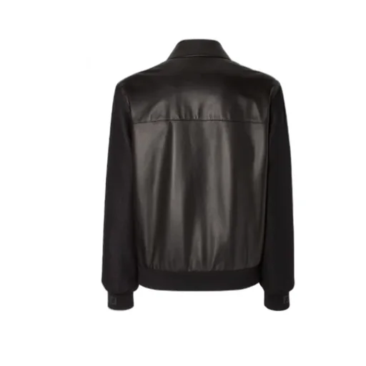 Black Wool And Leather Blouson