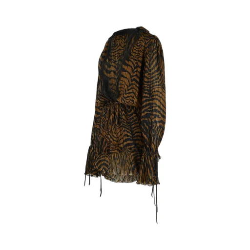 Lace-Trim Zebra-Print Dress