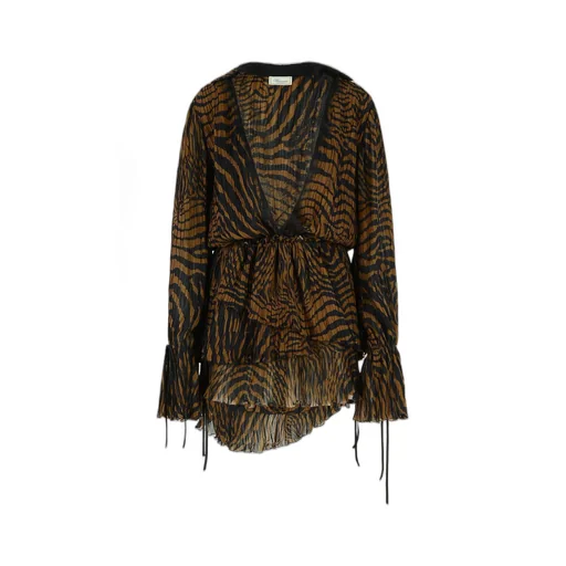 Lace-Trim Zebra-Print Dress